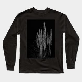 Vertical pampas grass on black background. Long Sleeve T-Shirt